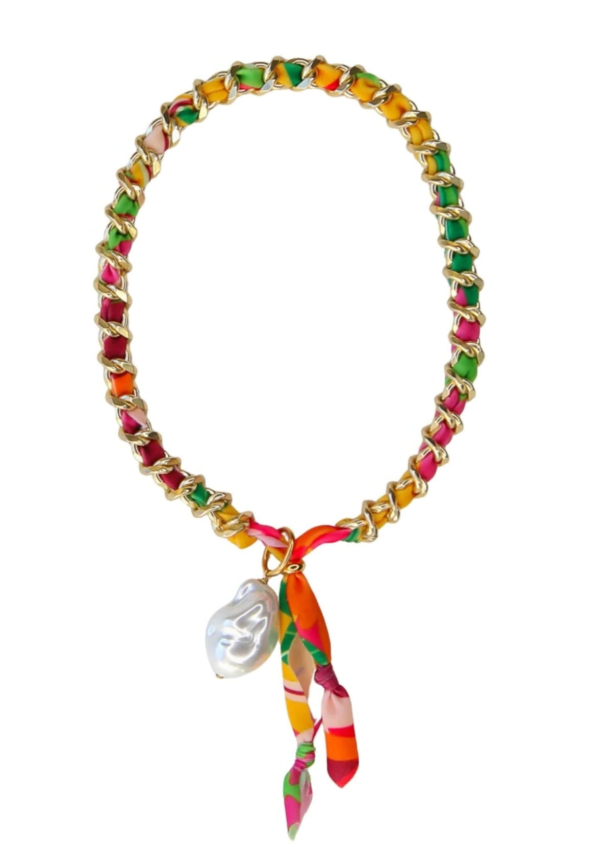 Ginger Wrapped Chain Necklace in Green Multi