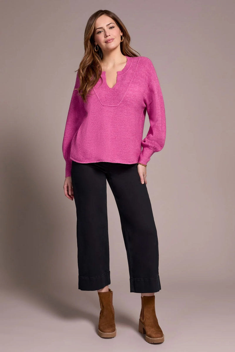 Mandarin Collar Long Puff Sleeve Sweater