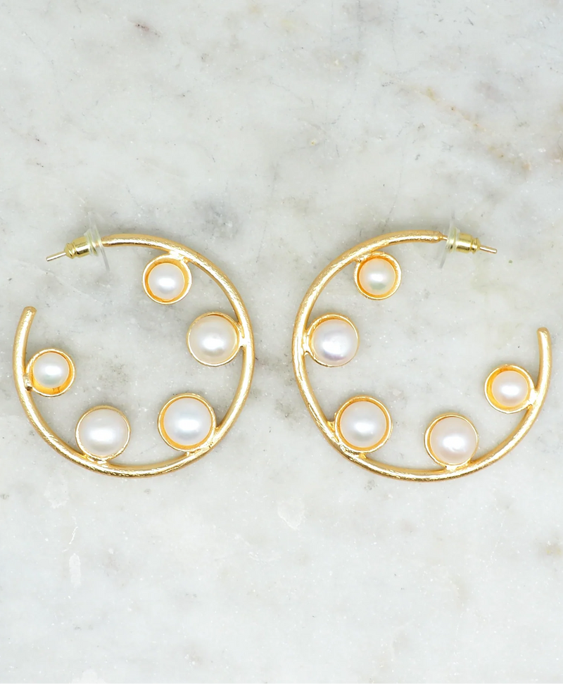 Pearl Hoop Earrings