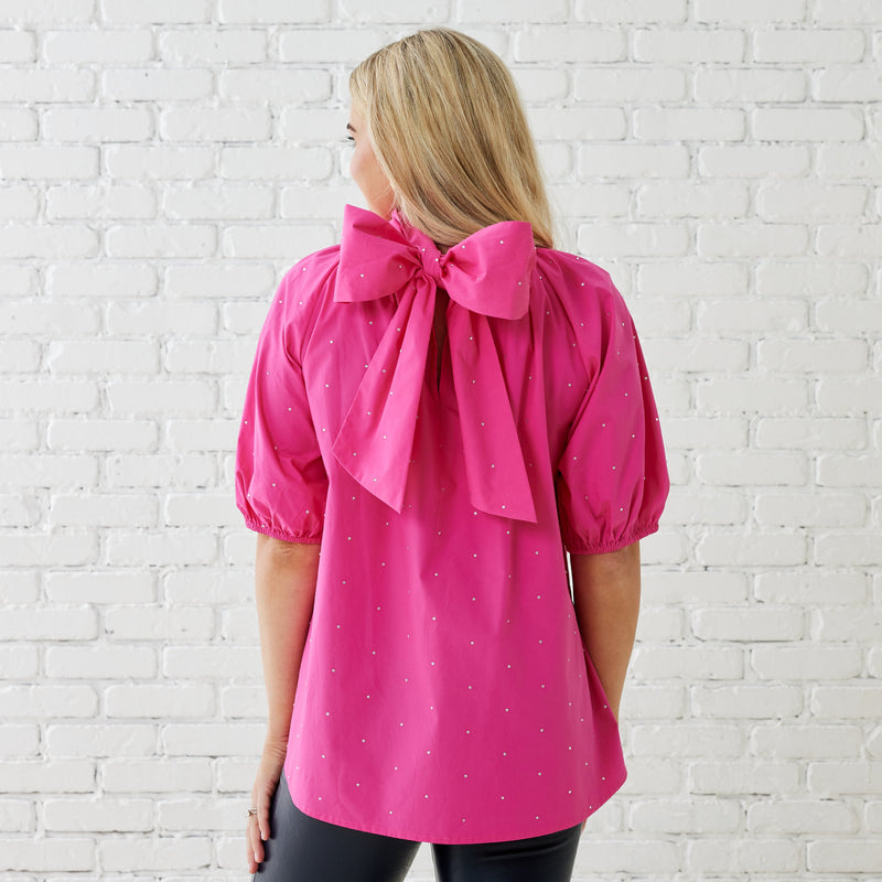 Ryan Bow Sparkle Top - Pink