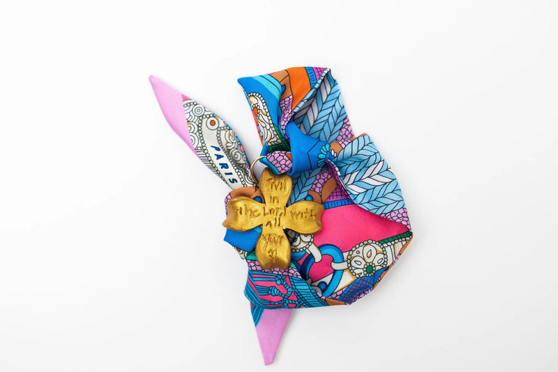Multicolored Scarf with Dogwood