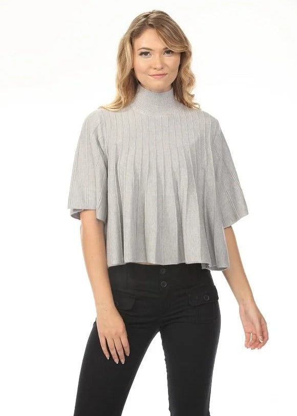 Pleated Mock Neck Sweater