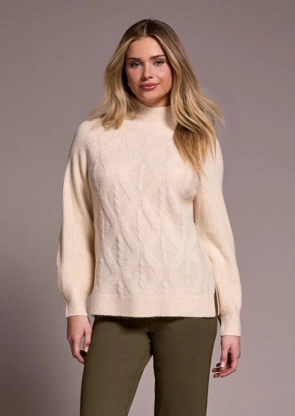 Long Puff Sleeve Mock Neck Sweater
