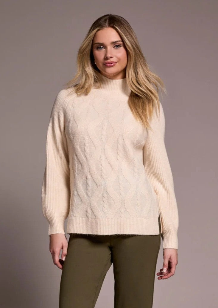 Long Puff Sleeve Mock Neck Sweater