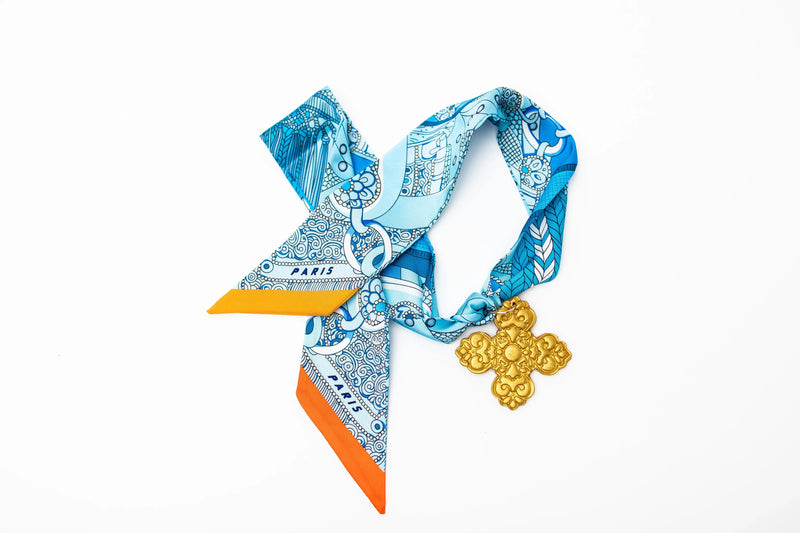 Blue Scarf with Andrea Cross