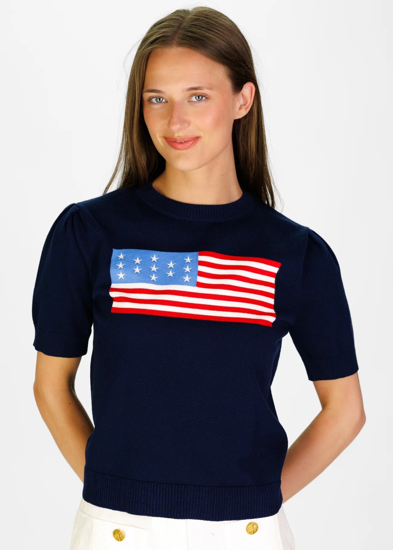 Puff Sleeve Flag Sweater – Ginger Howard Selections