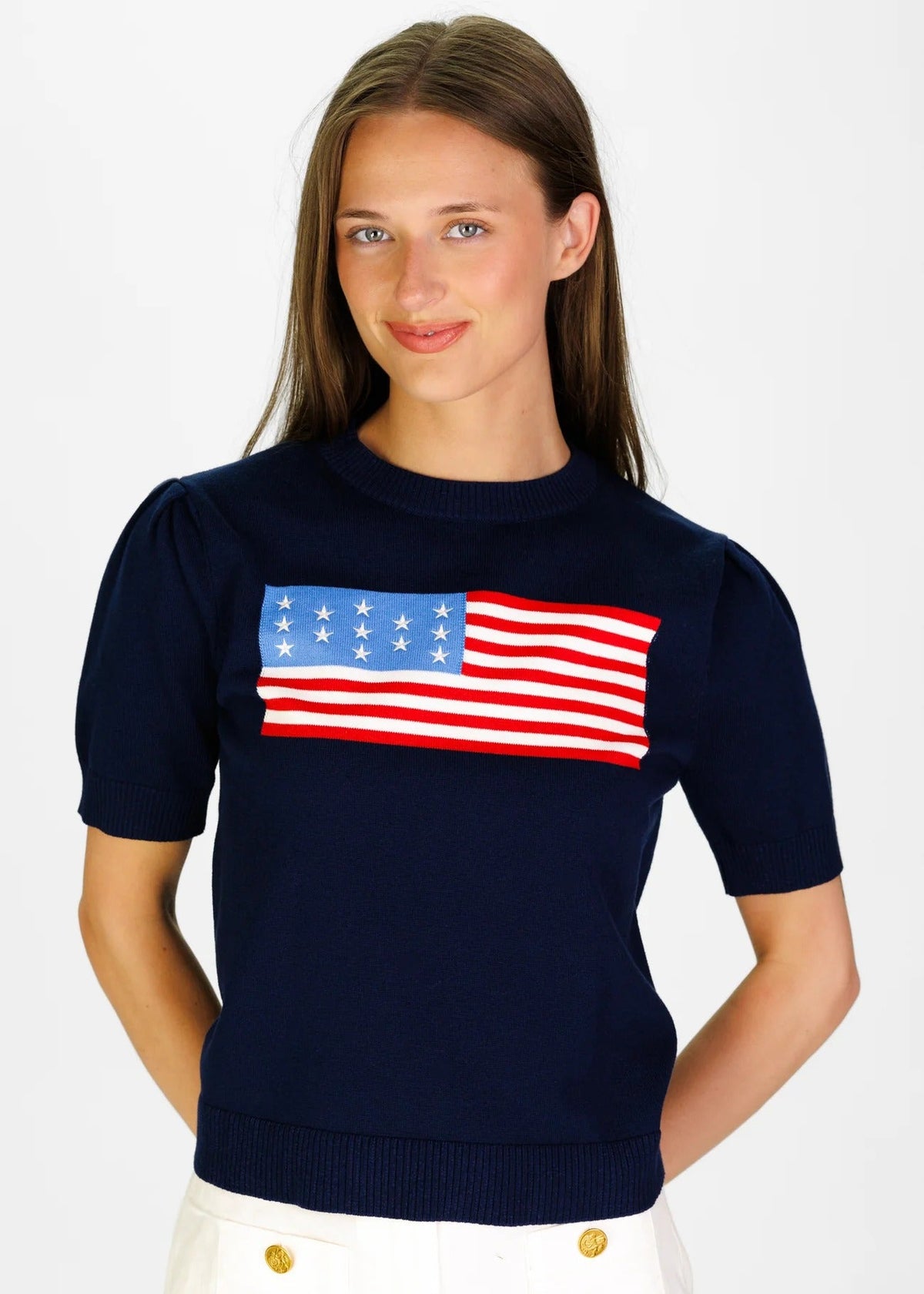 Puff Sleeve Flag Sweater