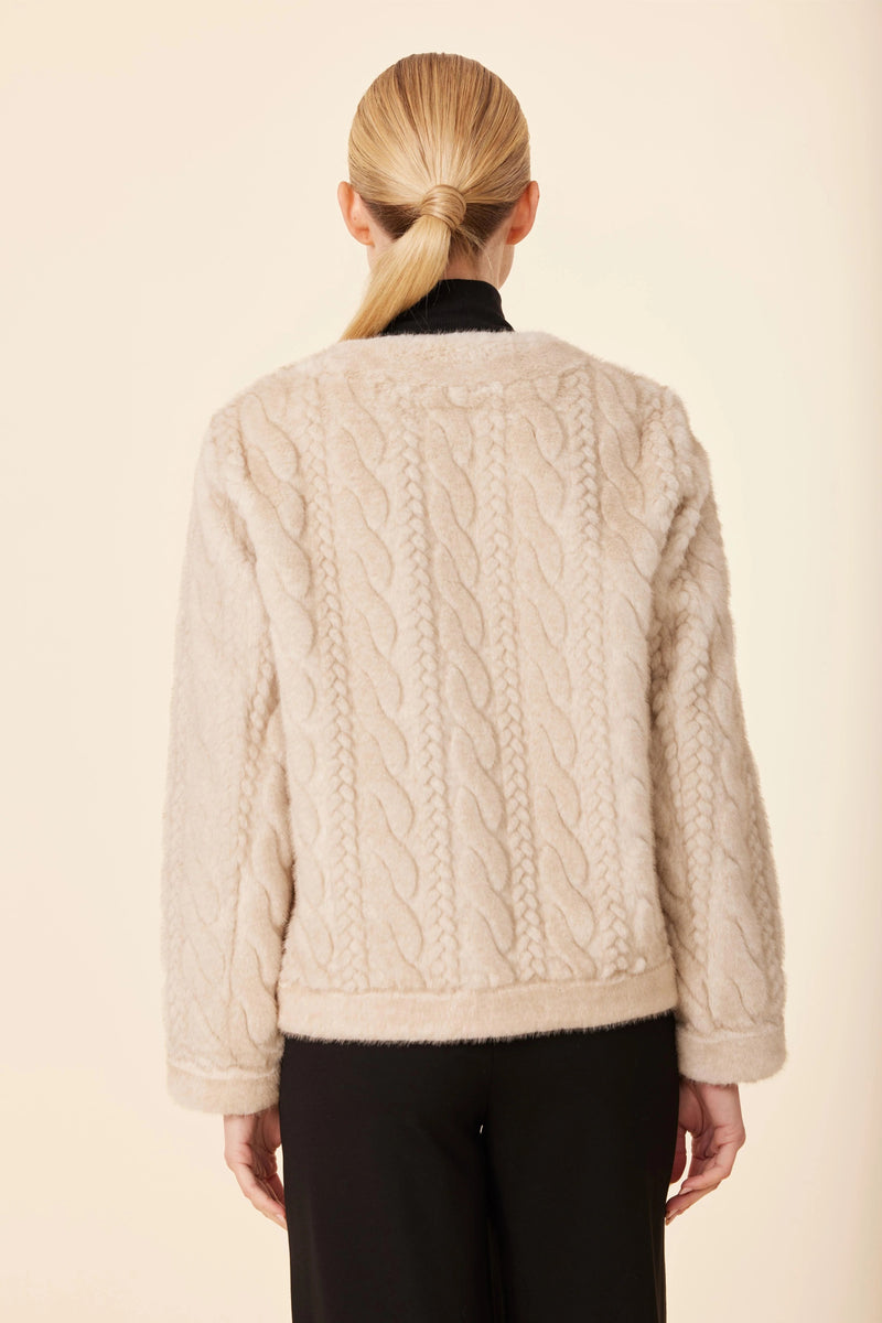 Cable Knit Faux Fur Jacket