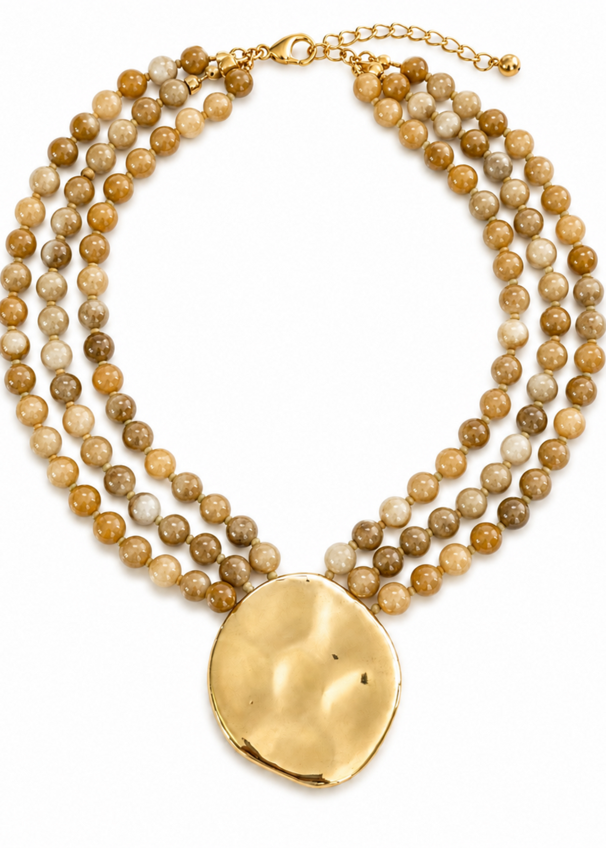 Beaded Necklace - 3 Row Marbled Beads