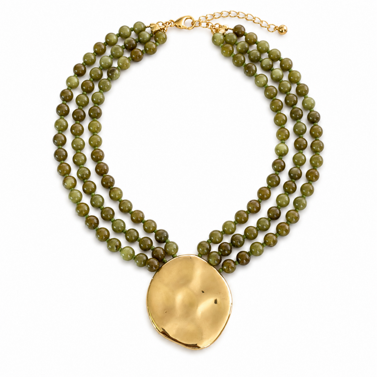 Beaded Necklace - 3 Row Marbled Beads