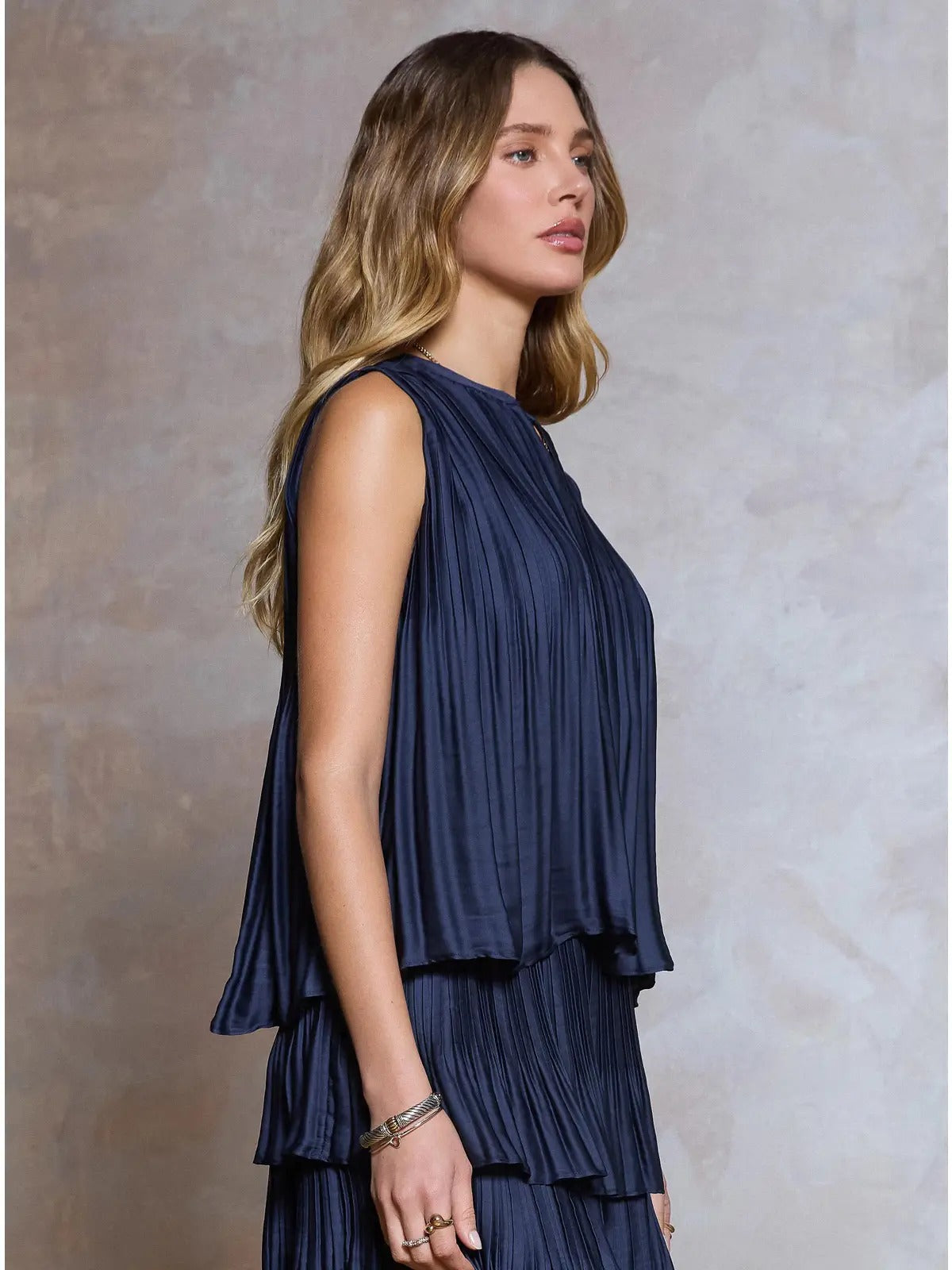 Pleated Sleeveless Cropped Top