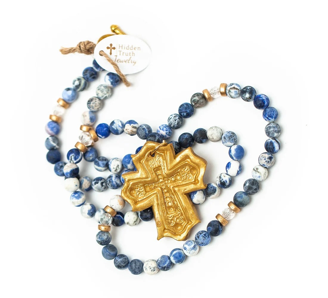Blue Sodalite Necklace w/Leah Cross