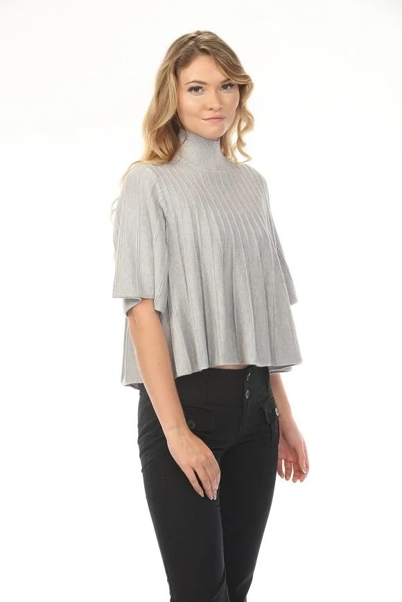Pleated Mock Neck Sweater