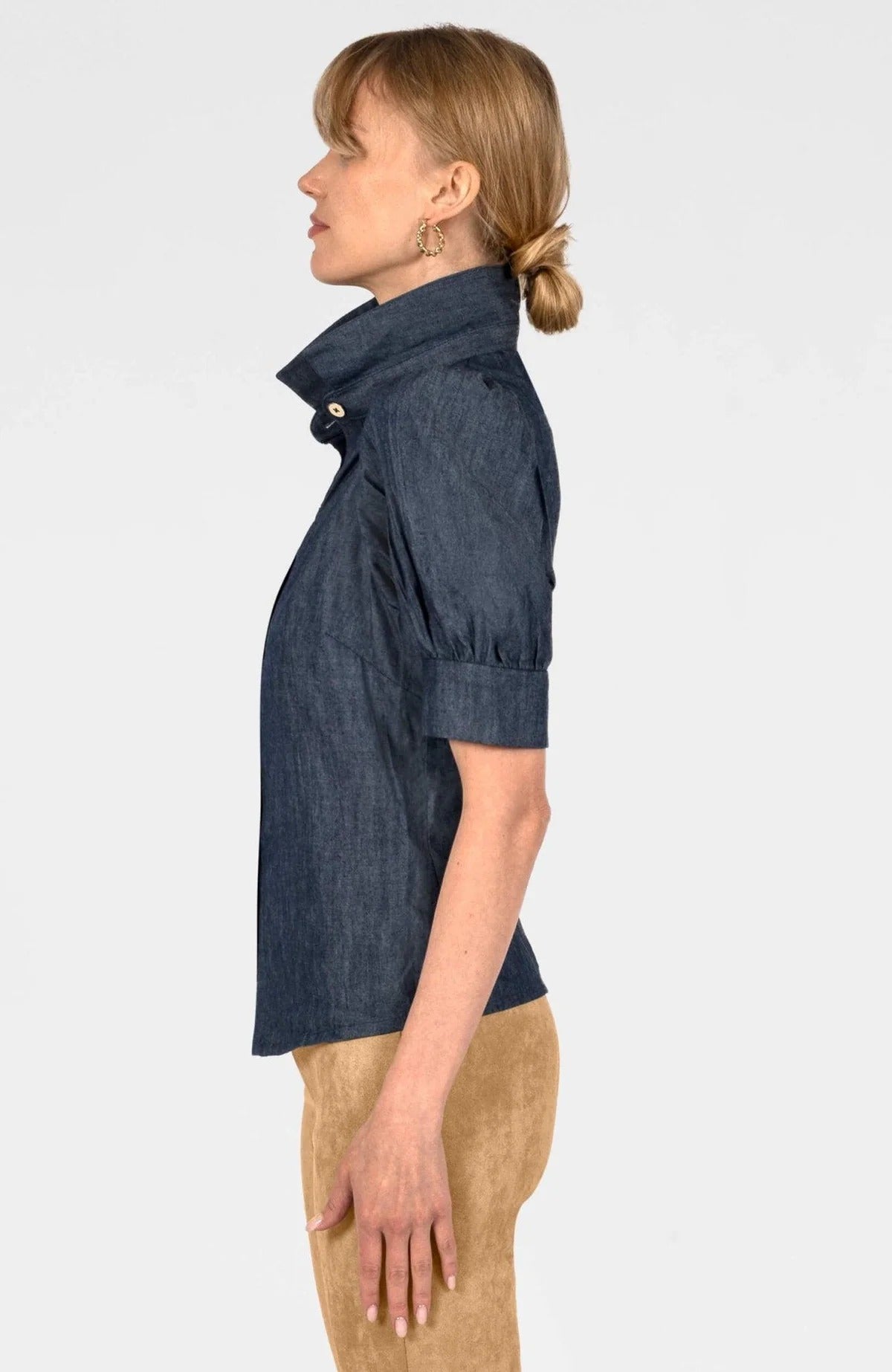 Puff Sleeve Top - Chambray
