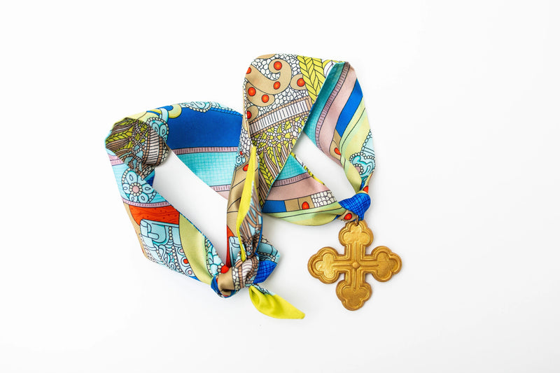Multicolored Scarf with Megan Cross