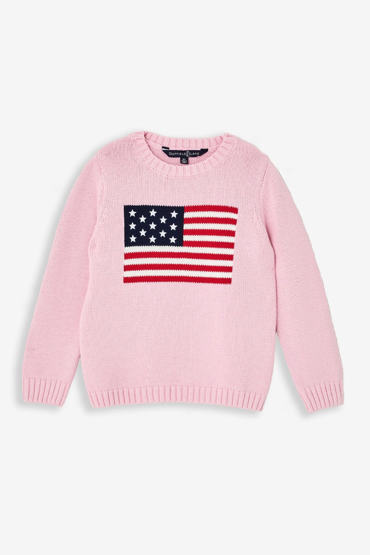 Pink Casual Crew Flag Sweater