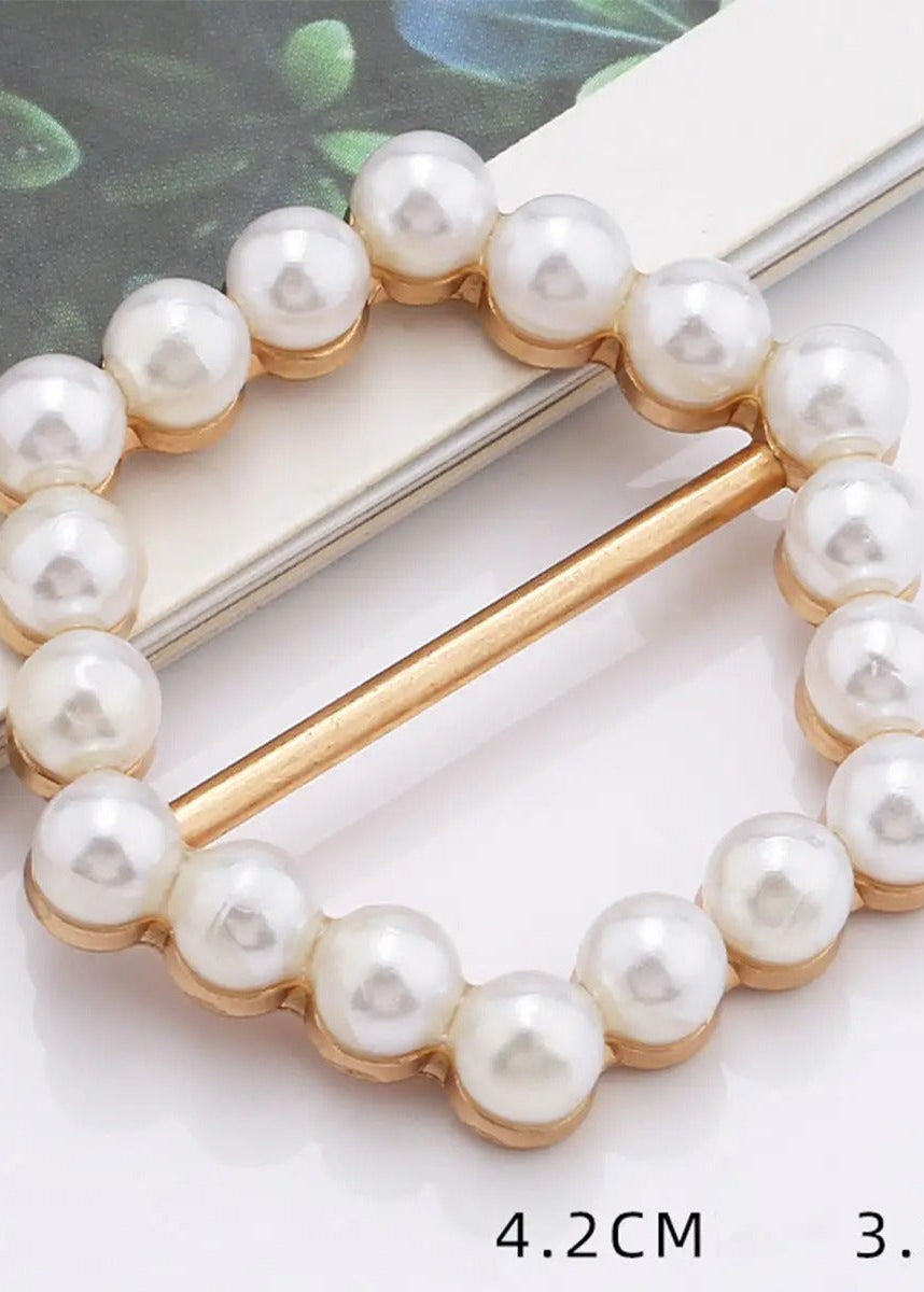 Metal Ring with Pearl Trim Womens Scarf