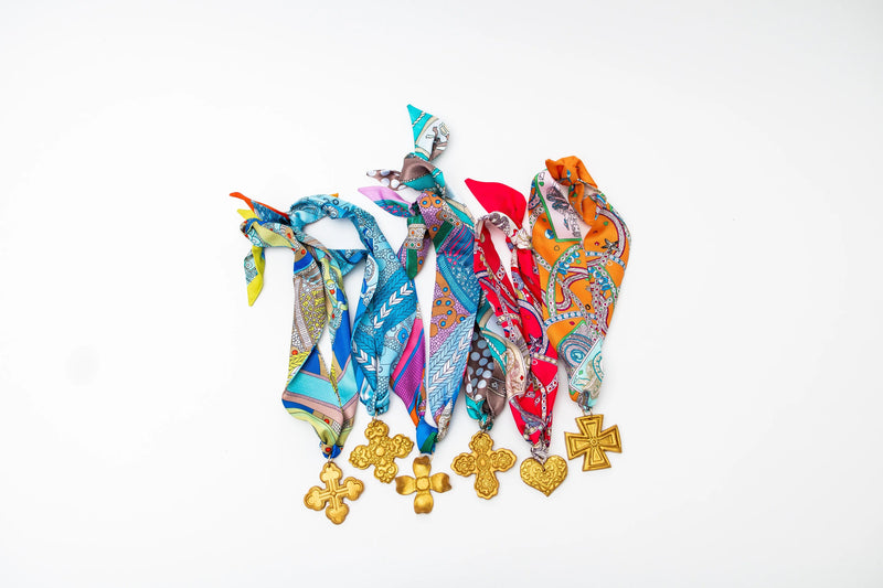 Blue Scarf with Andrea Cross