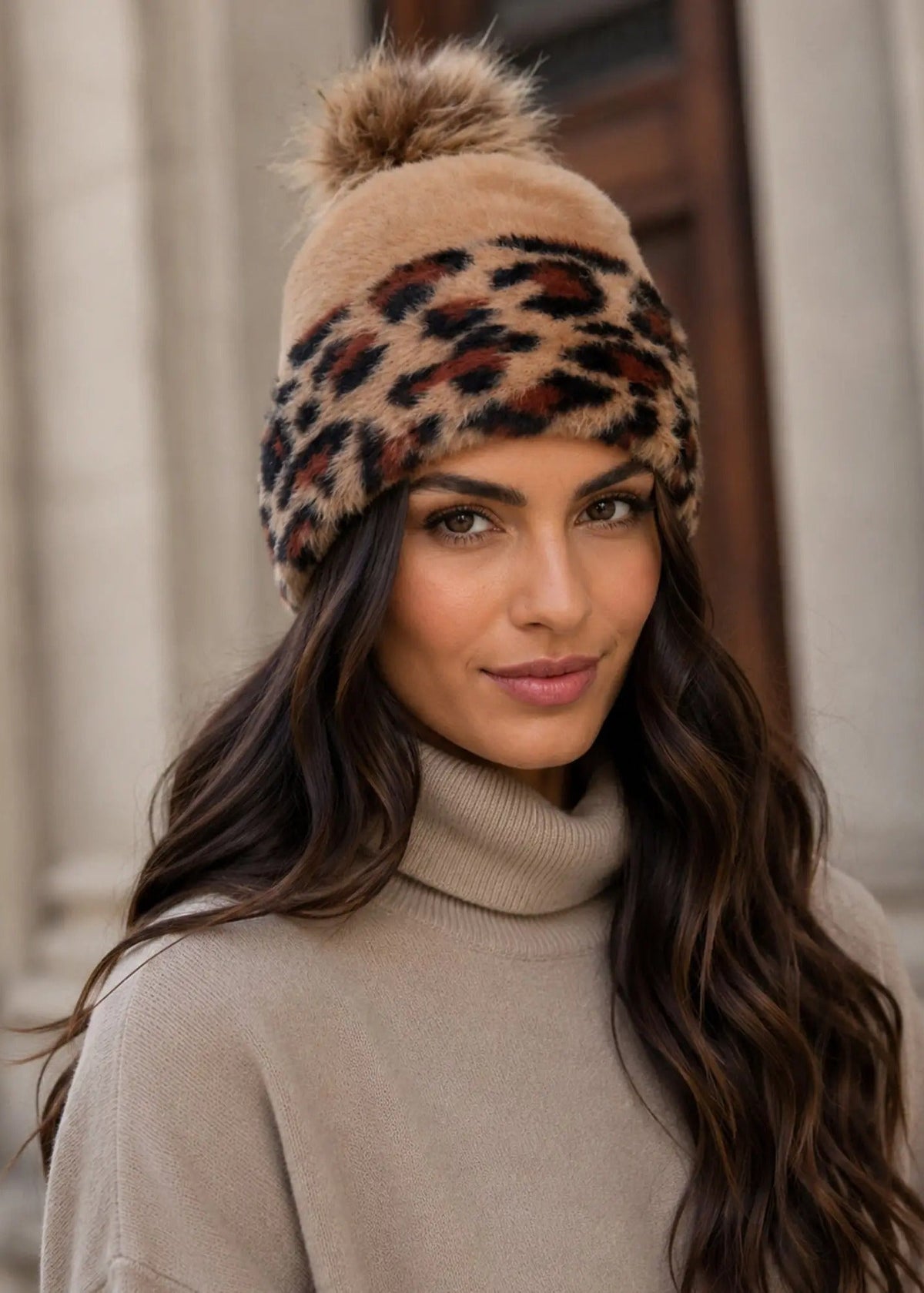 Felicia - Faux Fur Trim Beanie Hat