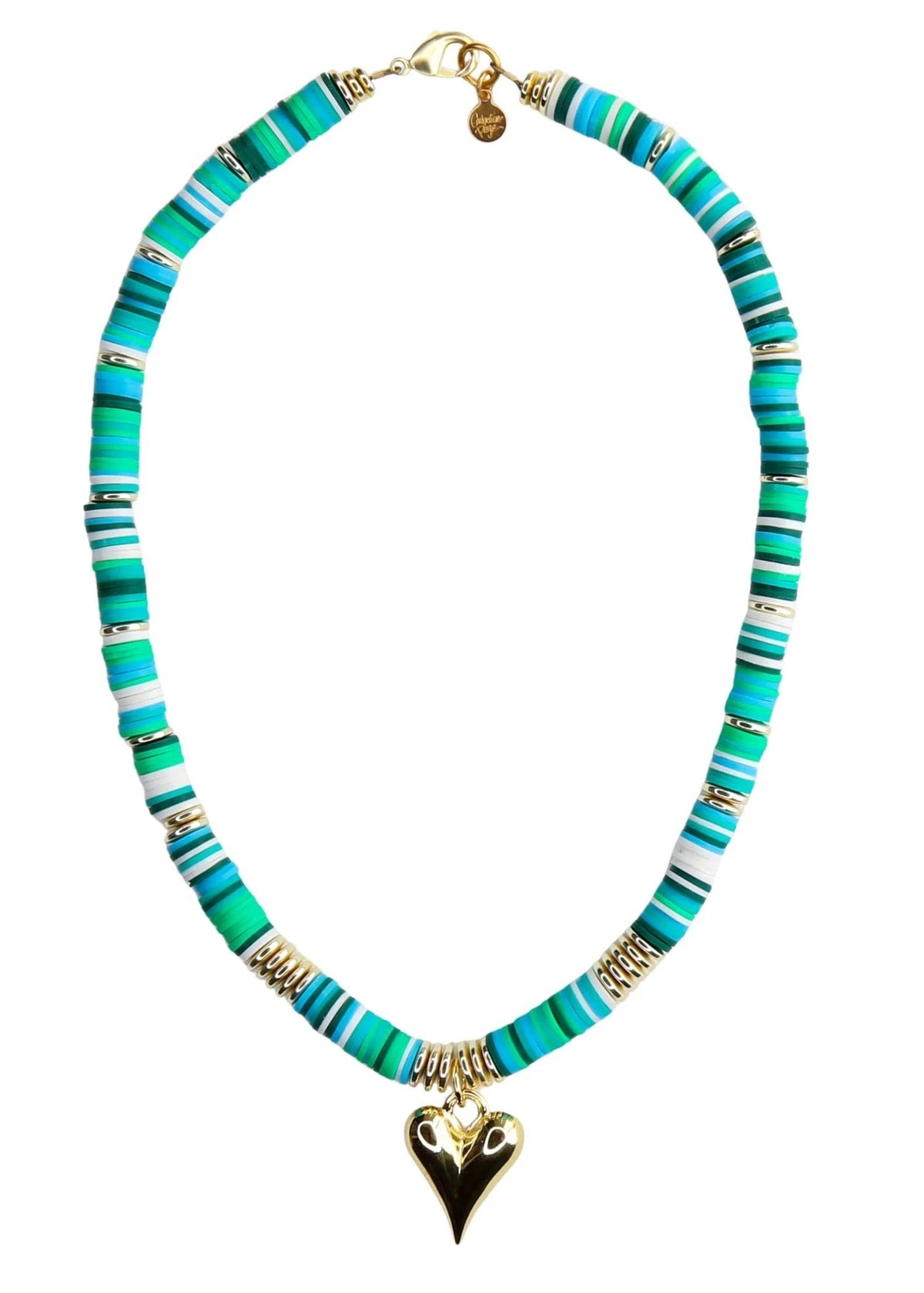 Melon Short Necklace in Greens w/ Heart