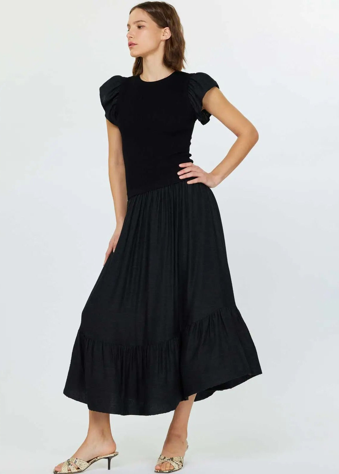 Ruffled Sleeve Sweater Dress