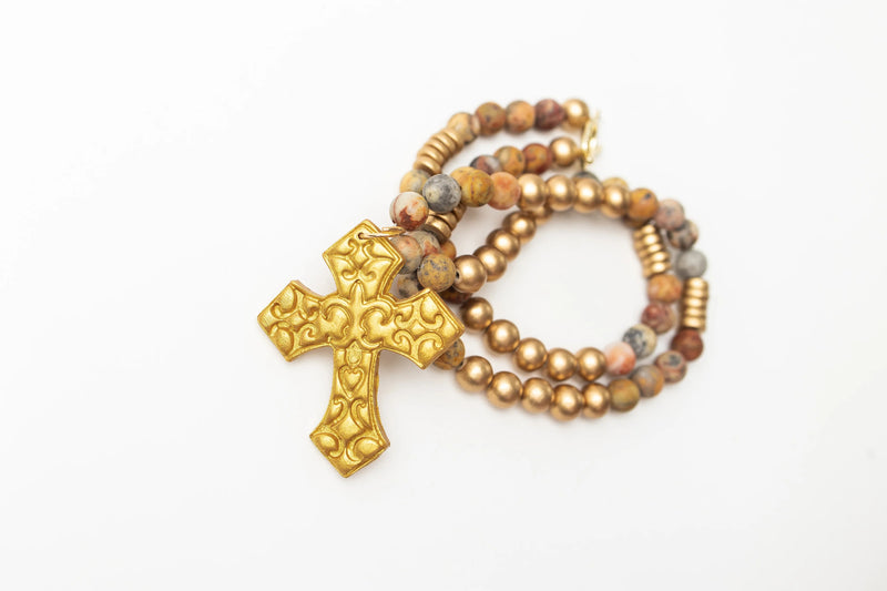 34" Crazy Lace Agate with Cami Cross