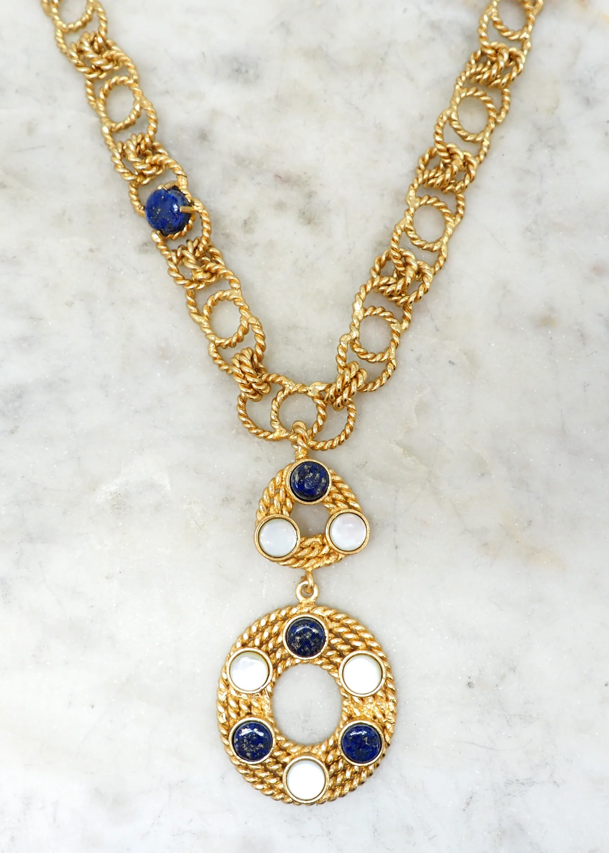 Blue And Gold Chain Necklace