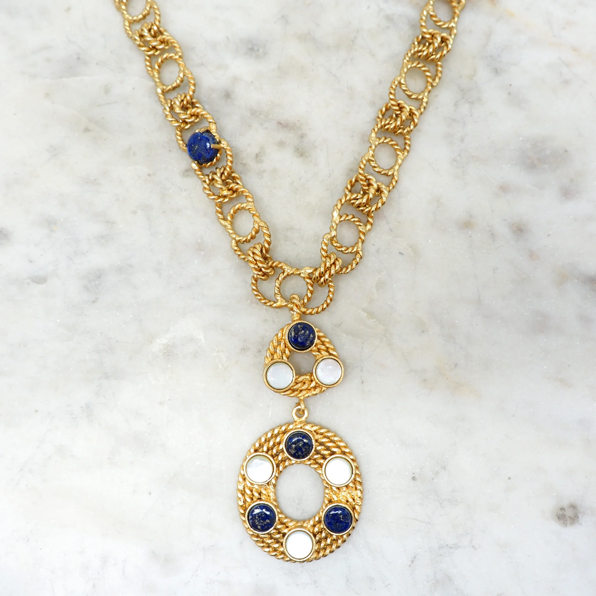 Blue And Gold Chain Necklace