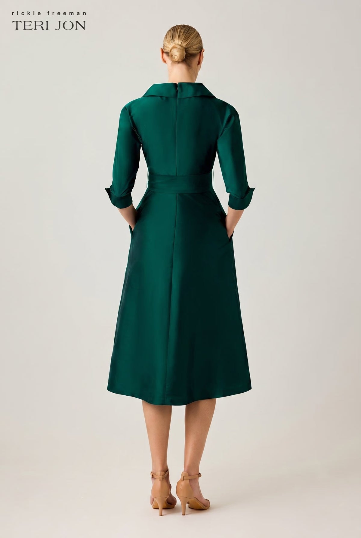 Taffeta Tea Length Shirt Dress