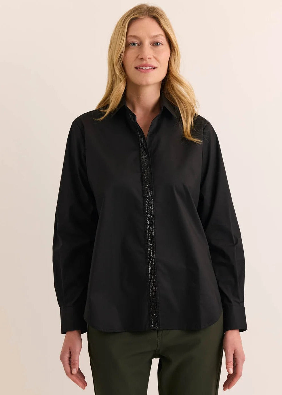 Long Sleeve Esther Sequin Trim Blouse