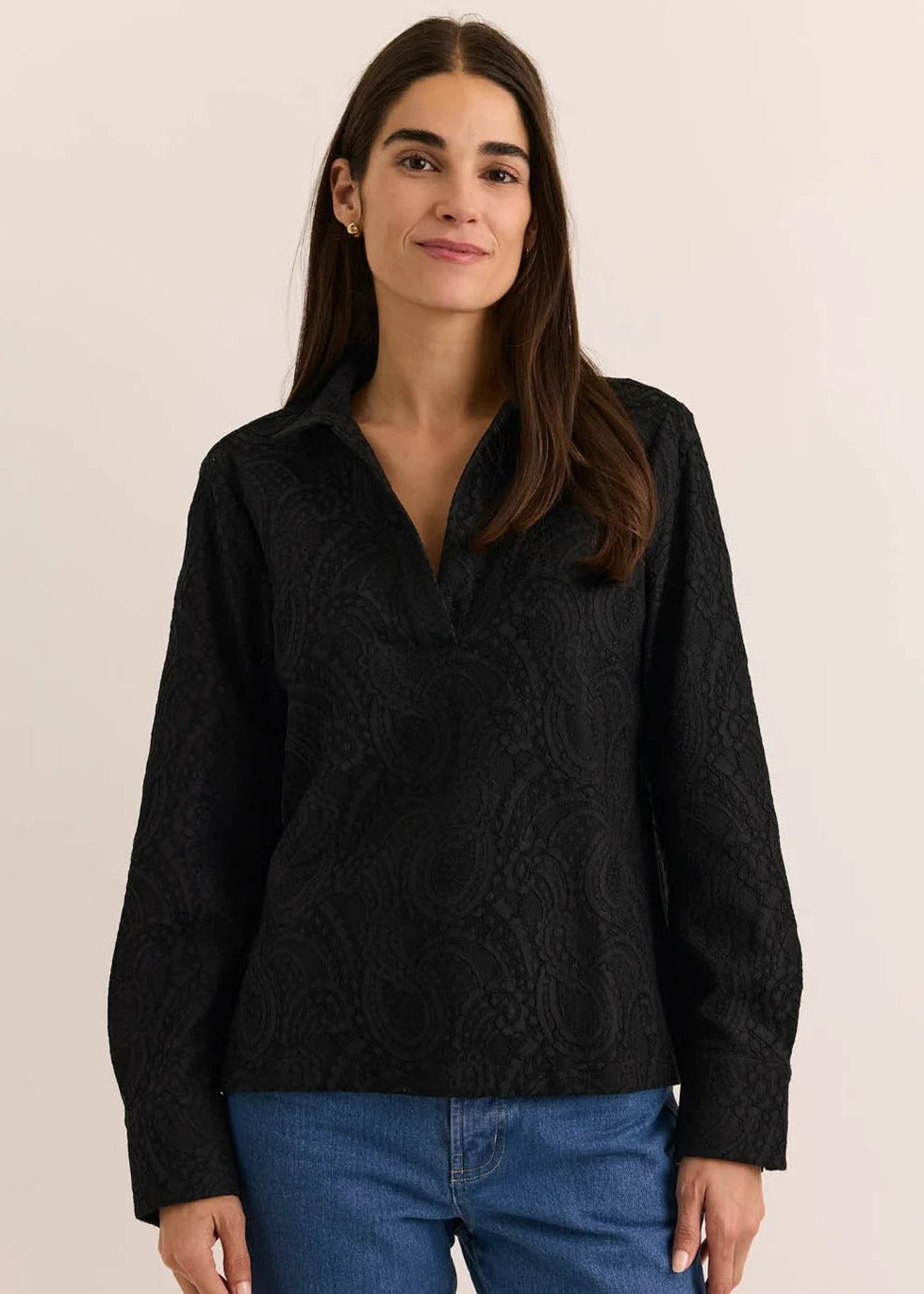 Mona Long Sleeve Bonded Lace Top