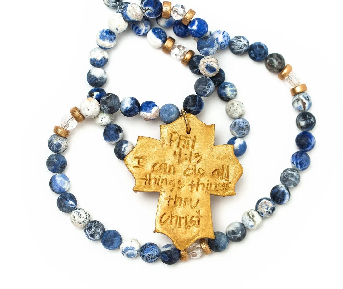 Blue Sodalite Necklace w/Leah Cross