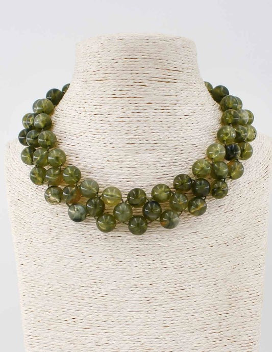 Triple Layered Beaded Chunky 16"-18" Necklace