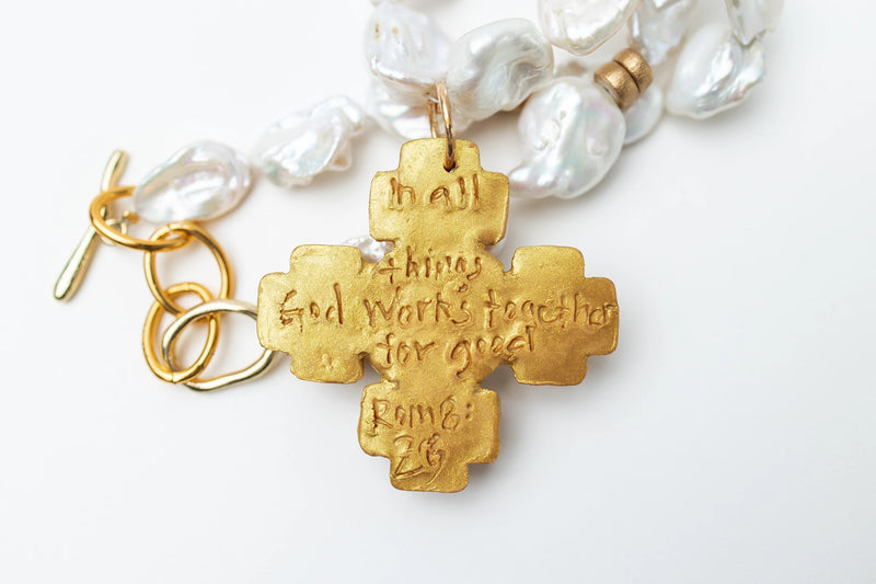 16-18" Baroque Pearls with Becky Pearl Cross