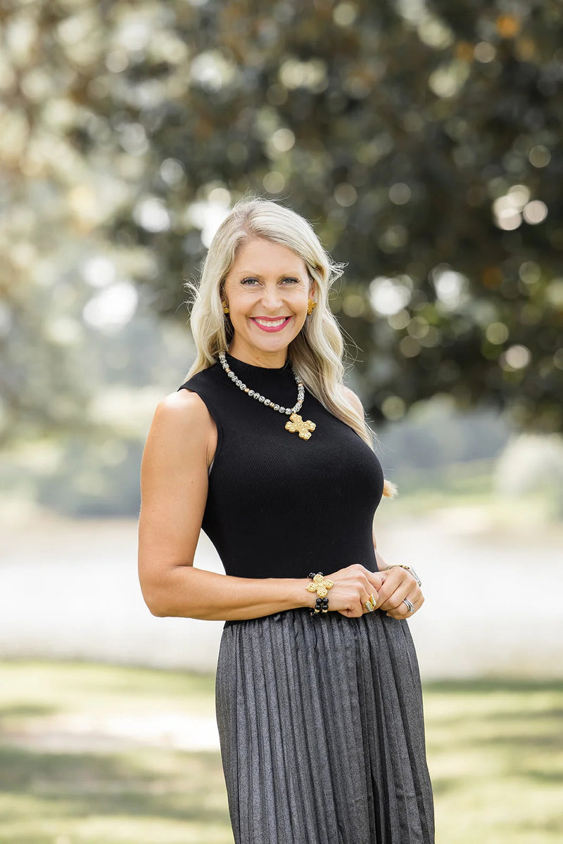 18" Dalmatian Jasper with Crown Cross