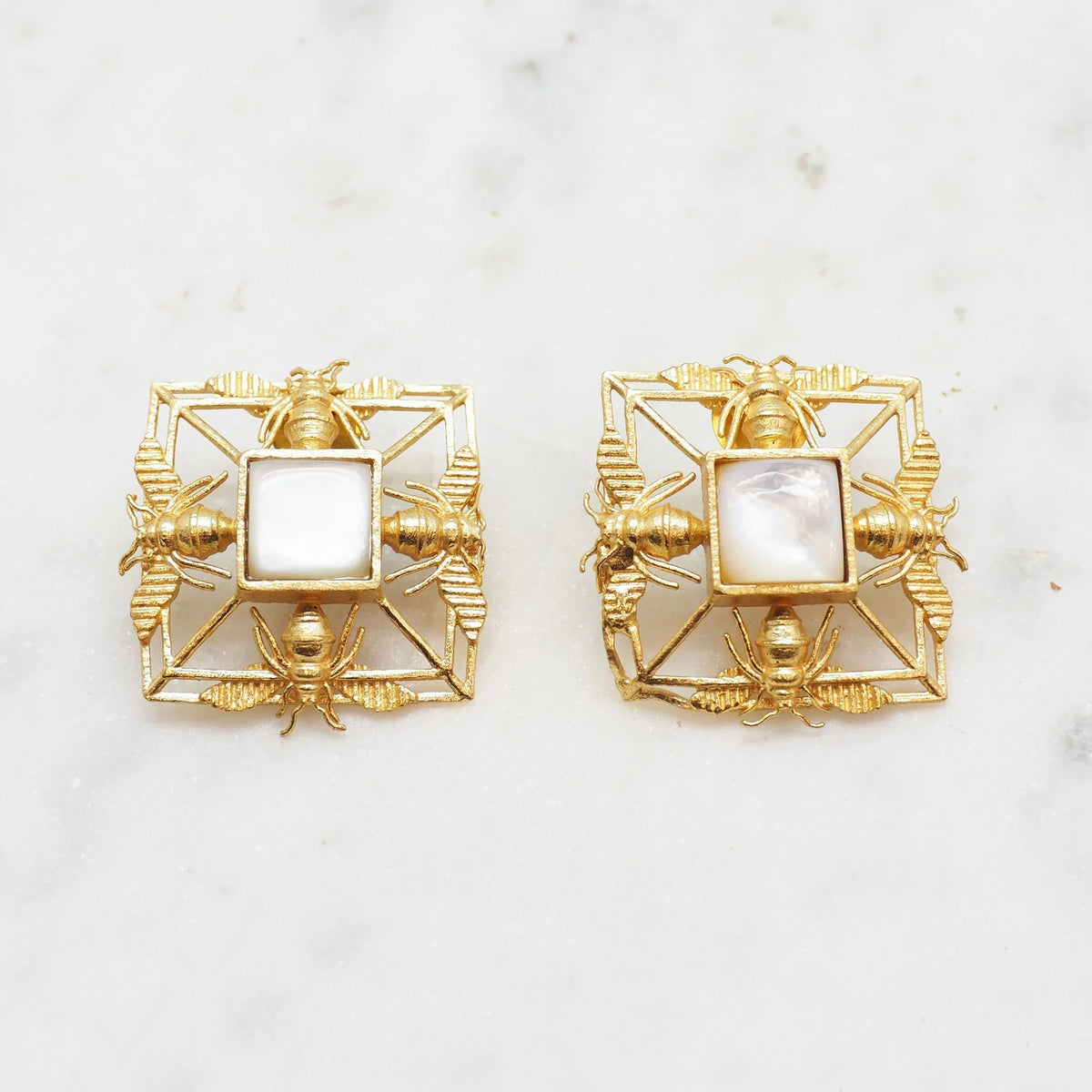 Bee Square Earrings