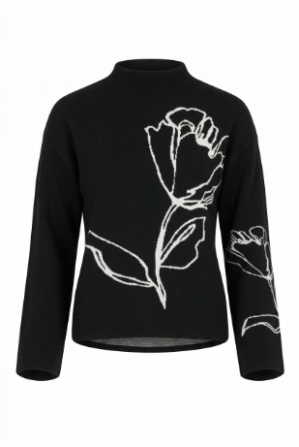 Contrast Floral Pullover