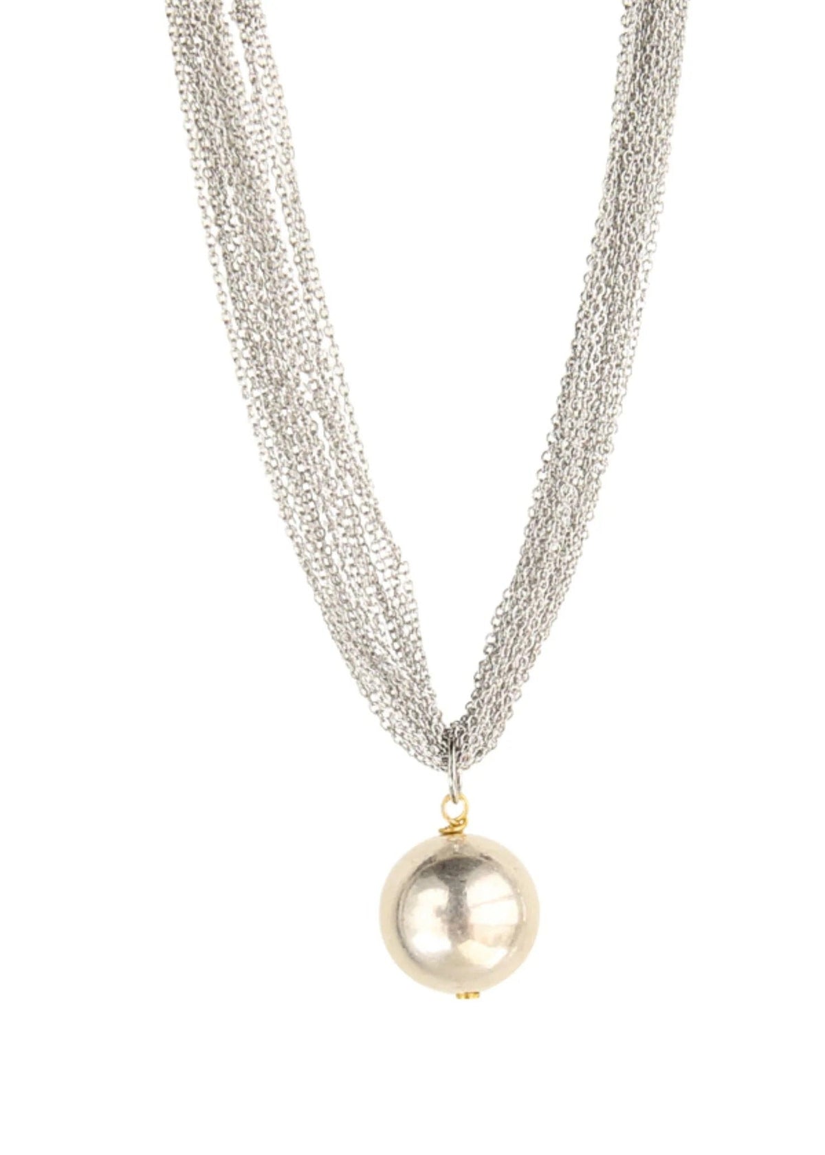 Halo Pendant Necklace in Silver with Bead