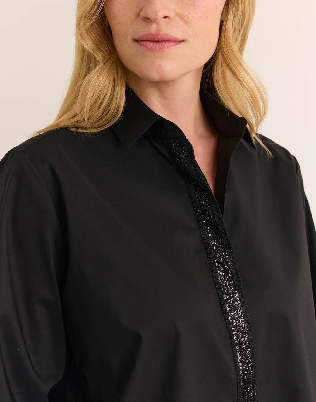 Long Sleeve Esther Sequin Trim Blouse