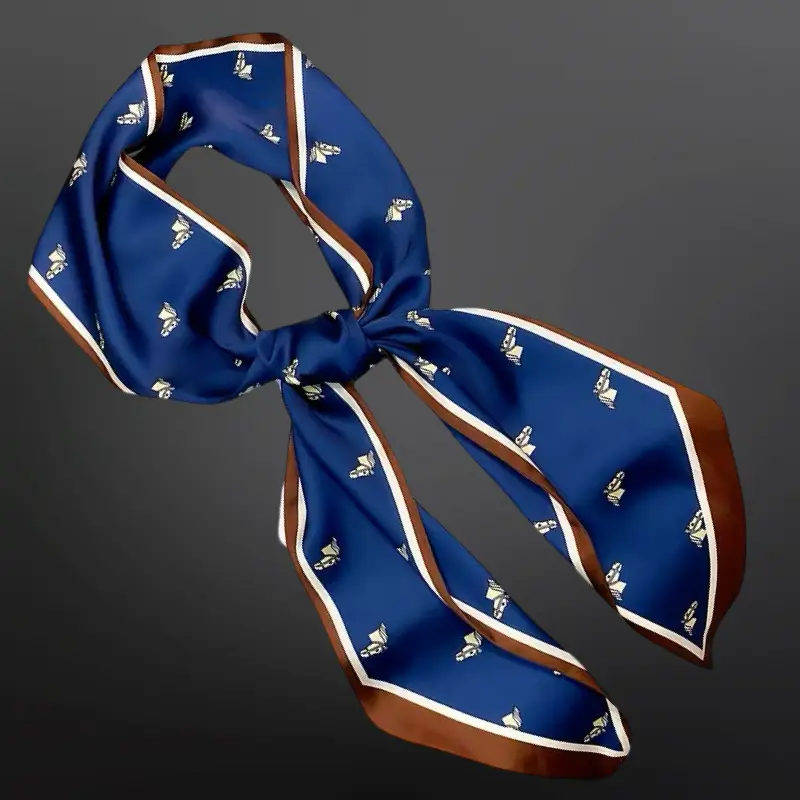 Navy Equestrian Western Horse Twilly Satin Scarf