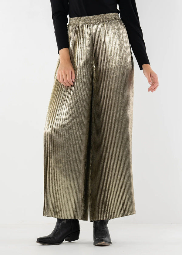 Pleated Pant - Black/Gold