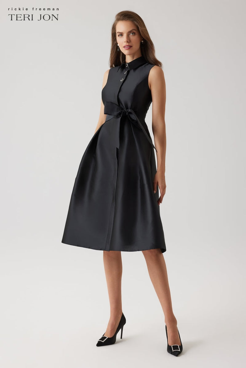 Mikado Sleeveless Shirt Dress
