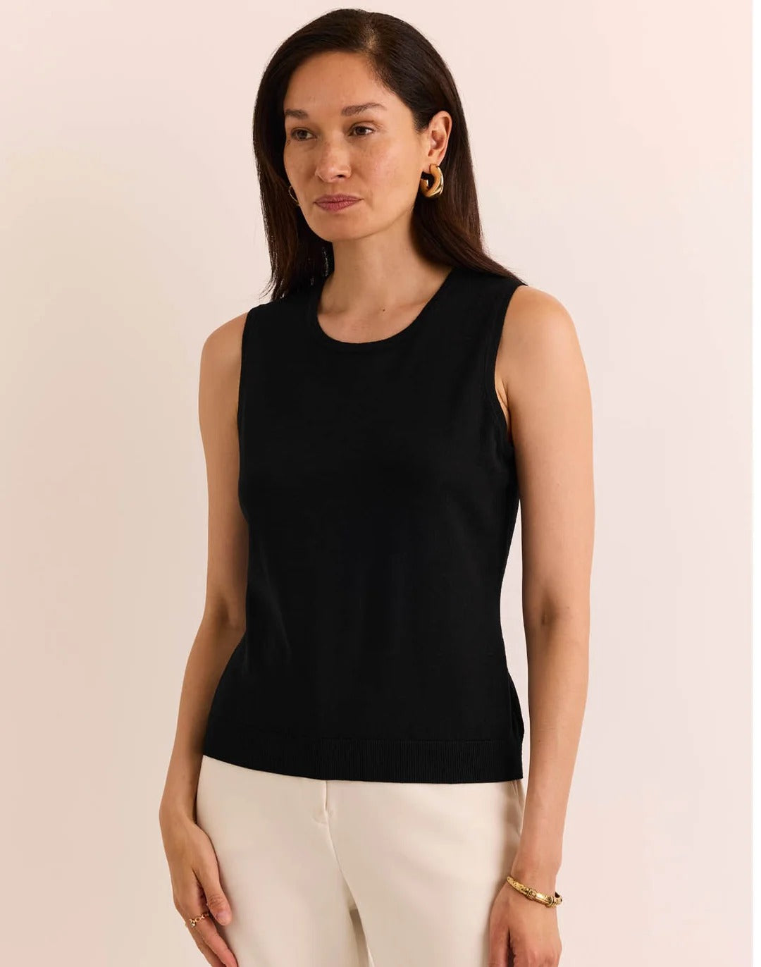 Maria Sleeveless Ribbed Trim Tank