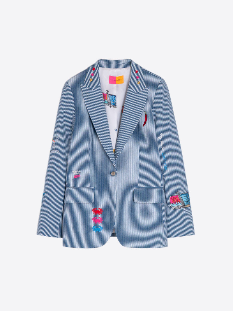 Heather Embroidered Denim Raya Jacket