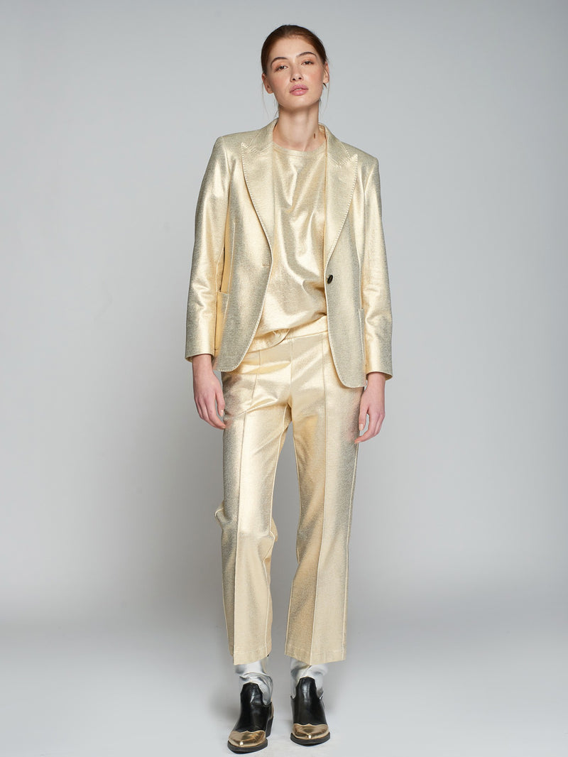 Hillary Metallic Gold Stretch Blazer