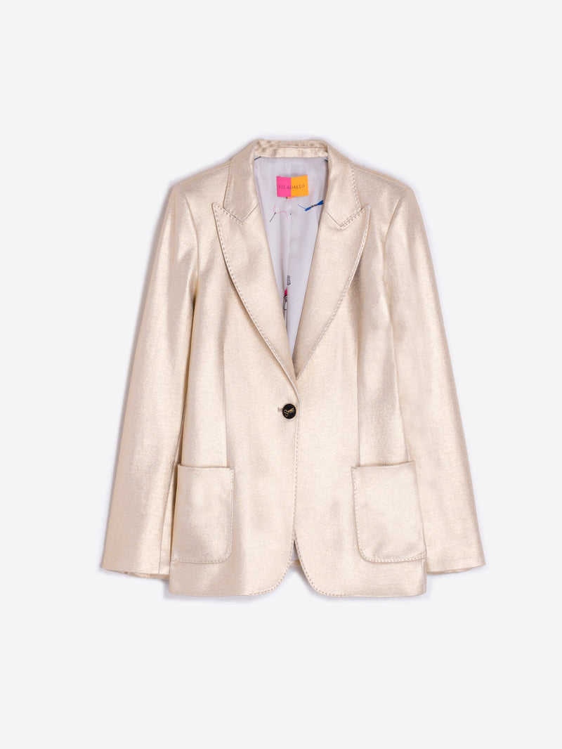 Hillary Metallic Gold Stretch Blazer