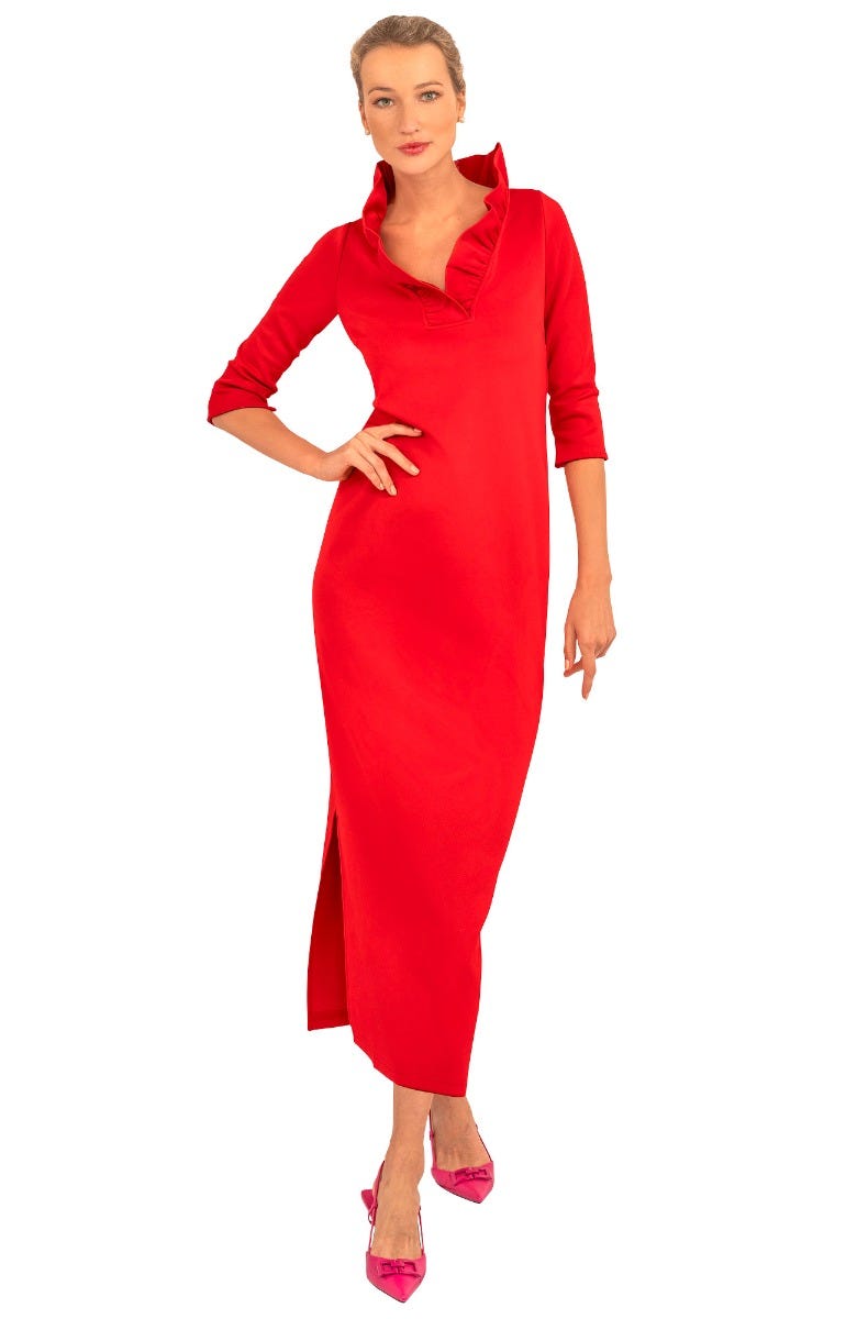 Ruffneck Maxi Dress - 3 Colors XS Red