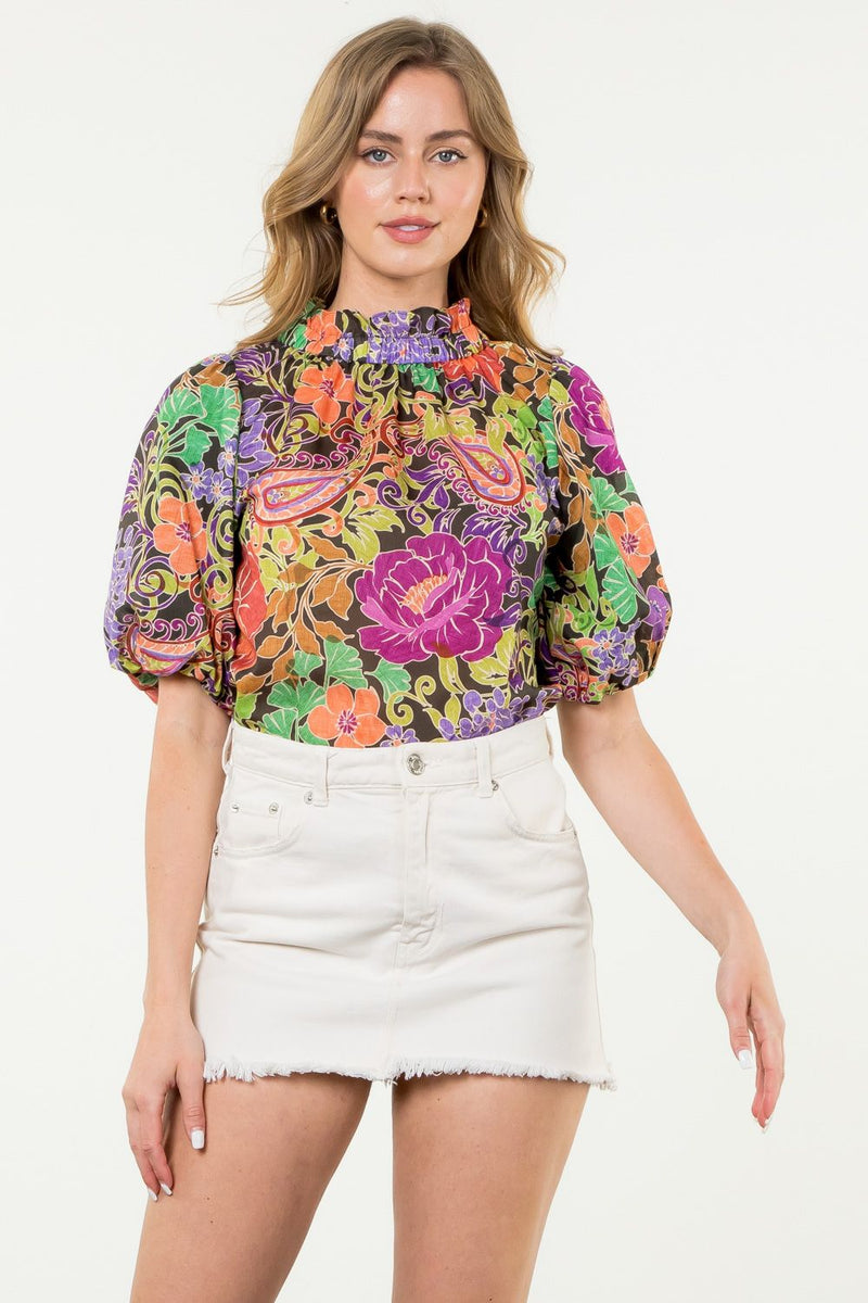 Puff Sleeve Floral Top