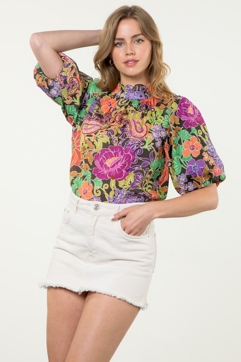 Puff Sleeve Floral Top