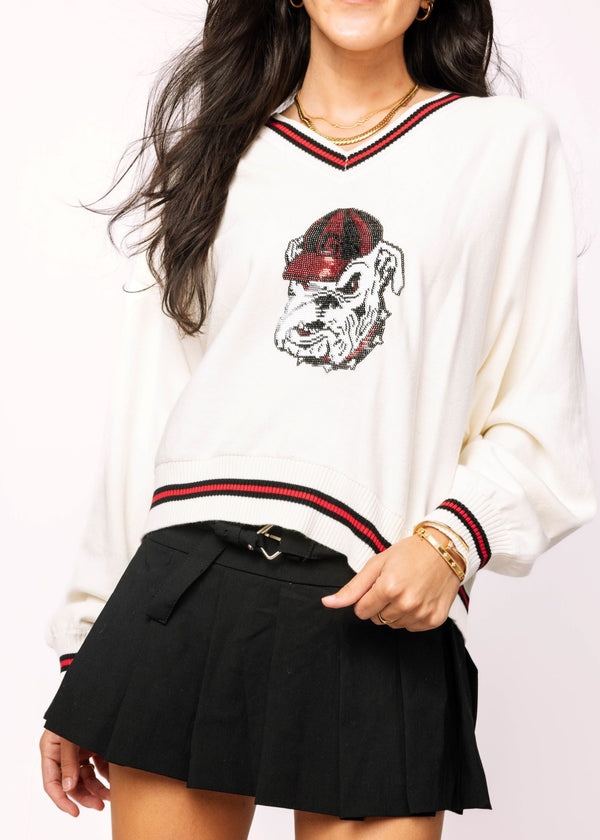 UGA V-Neck Mascot Sweater